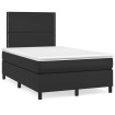 Cama box spring con colchón LED cuero sintético negro 120x190cm