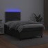 Cama box spring con colchón LED cuero sintético negro