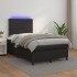 Cama box spring con colchón LED cuero sintético negro