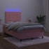 Cama box spring con colchón y LED terciopelo rosa 120x190