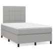 Cama box spring con colchón y LED tela gris claro 120x190 cm