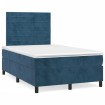 Cama box spring colchón y LED terciopelo azul oscuro 120x190 cm