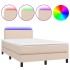 Cama box spring colchón LED cuero sintético capuchino