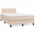 Cama box spring colchón LED cuero sintético capuchino