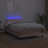 Cama box spring colchón LED cuero sintético capuchino