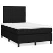 Cama box spring con colchón y luces LED tela negro 120x190 cm