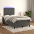 Cama box spring colchón y LED terciopelo gris oscuro 120x190