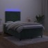 Cama box spring colchón y LED terciopelo verde oscuro