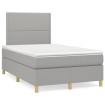 Cama box spring con colchón y LED tela gris claro 120x190 cm