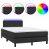 Cama box spring con colchón LED cuero sintético negro