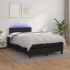 Cama box spring con colchón LED cuero sintético negro