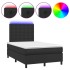 Cama box spring con colchón LED cuero sintético negro