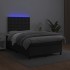 Cama box spring con colchón LED cuero sintético negro