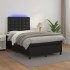 Cama box spring con colchón LED cuero sintético negro