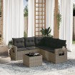 Set de muebles de jardín 6 pzas y cojines ratán sintético gris