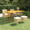 Juego de comedor de jardín de 5 piezas beige