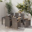 Set de comedor jardín 7 pzas cojines ratán sintético negro gris