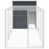 Gallinero con corral acero galvanizado gris 165x455x181