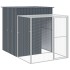 Gallinero con corral acero galvanizado gris 165x455x181