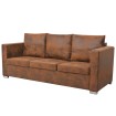 vidaXl  Sofa de 3 plazas 191x73x82 cm piel de ante artificial