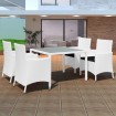 Set de comedor de jardín 5 piezas ratán sintético blanco crema