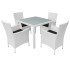 Set de comedor de jardín 5 piezas ratán sintético blanco