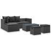 Set de muebles de jardín 4 pzas y cojines ratán sintético negro