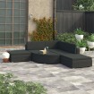 Set muebles de jardín y cojines 6 piezas ratán sintético negro