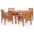 Set comedor de jardín 5 pzas y cojines madera maciza de