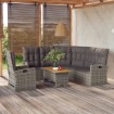 Set de muebles de jardín 3 pzas y cojines ratán sintético gris