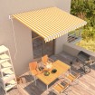 Toldo automático retráctil amarillo y blanco 400x300 cm