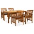 Set comedor de jardín 5 pzas y cojines madera maciza de