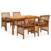 Set comedor de jardín 5 pzas y cojines madera maciza de acacia