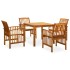 Set comedor de jardín 5 pzas y cojines madera maciza de