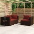 Set muebles de jardín 3 piezas y cojines ratán sintético