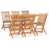 Set de comedor de jardín plegable 7 pzas madera maciza de