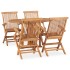 Set de comedor de jardín plegable 5 pzas madera maciza de