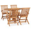 Set de comedor de jardín plegable 5 pzas madera maciza de teca