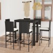 Set muebles bar jardín 7 piezas y cojines ratán sintético negro