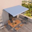 Toldo retráctil automático azul y blanco 500x350 cm