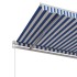 Toldo retráctil automático azul y blanco 500x350