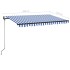 Toldo automático retráctil azul y blanco 450x350