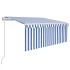 Toldo automático persiana LED sensor viento azul blanco 3x2,5