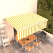 Toldo automático retráctil con persiana amarillo y blanco 5x3 m