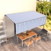 Toldo retráctil automático con persiana azul y blanco 5x3 m