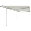 Toldo retráctil automático con postes crema 4x3,5 m