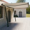 Toldo retráctil manual con LED color crema 4,5x3 m