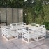 Set de salón de jardín de 9 piezas blanco madera maciza