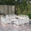 Set de salón de jardín de 9 piezas blanco madera maciza pino