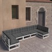 Set muebles jardín 7 pzas con cojines madera maciza pino blanco